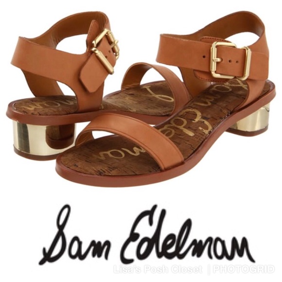 Sam Edelman Shoes - Sam Edelman “Trina” leather sandals with gold heel
